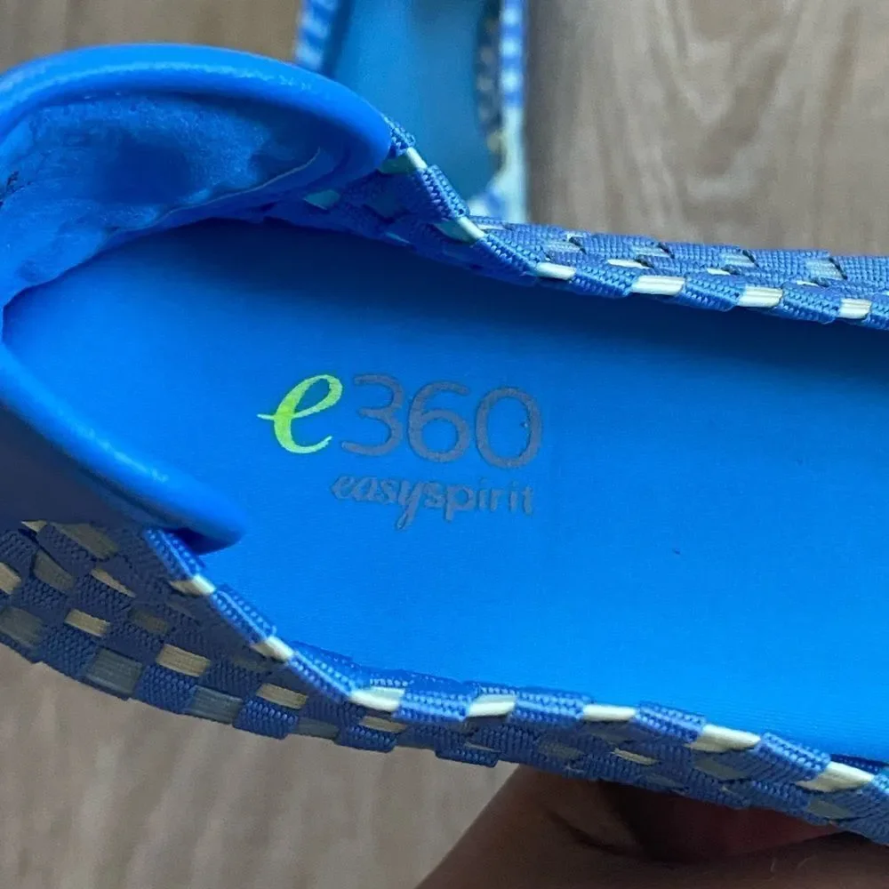 EASY SPIRIT E 360 Blue White Stretch Ballet Flat, Size 8.5